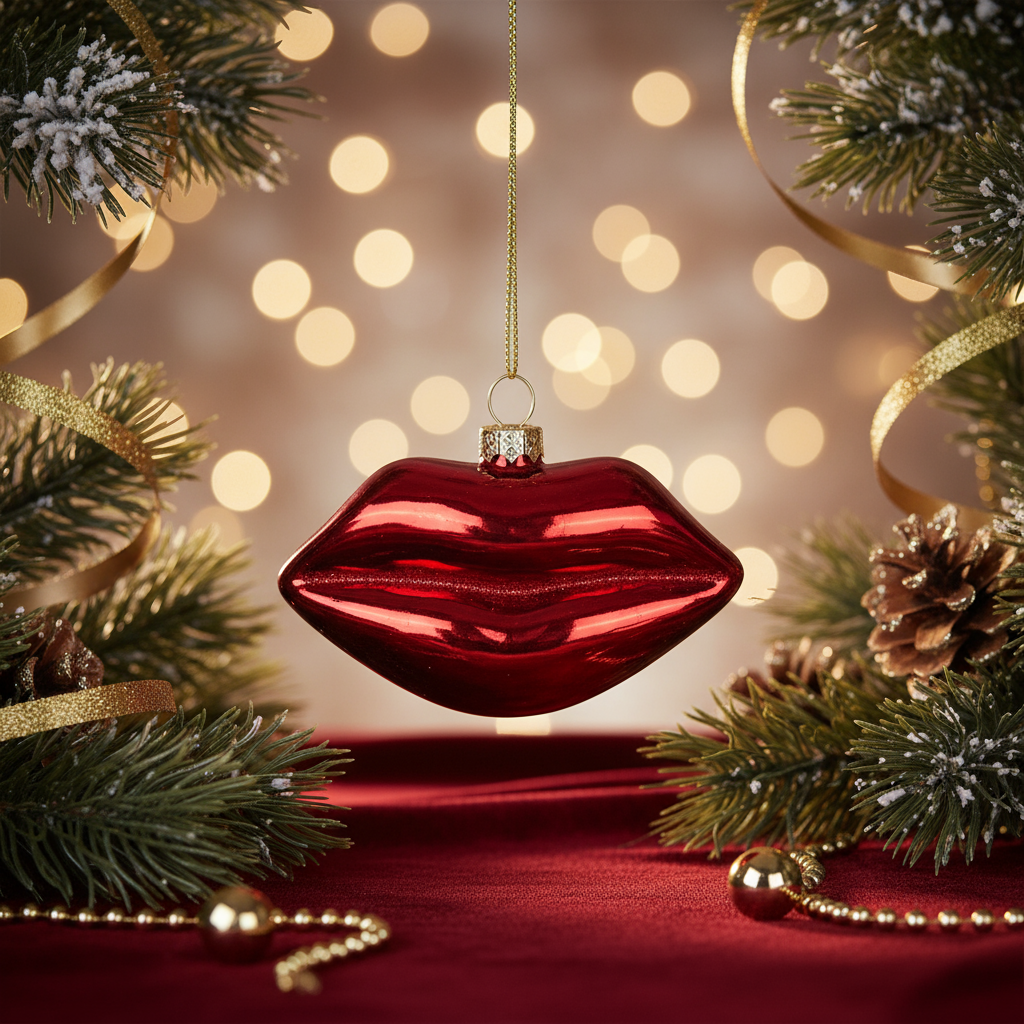Rote Lippen Weihnachtskugel