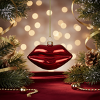 Rote Lippen Weihnachtskugel