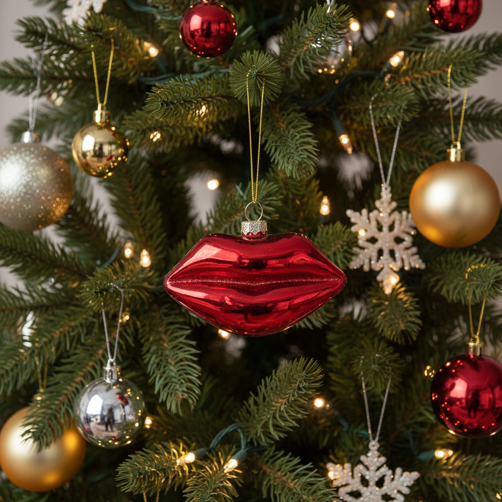 Rote Lippen Weihnachtskugel
