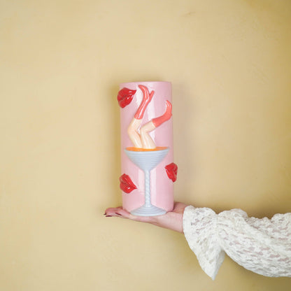 Vase à fleurs - Vase Pornstar Martini - Céramique - Rose/Rouge - 14x12,5x28 cm