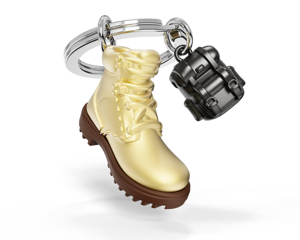 Design-lahja – porte cles chaussure de randonnee metalmorphose