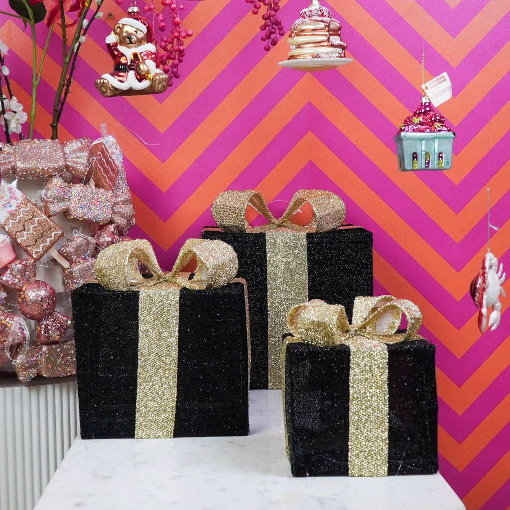 Cadeau de Noël LED - S3 - Polystyrène - Noir/Or - 15/20/25 cm | Design e regali originali