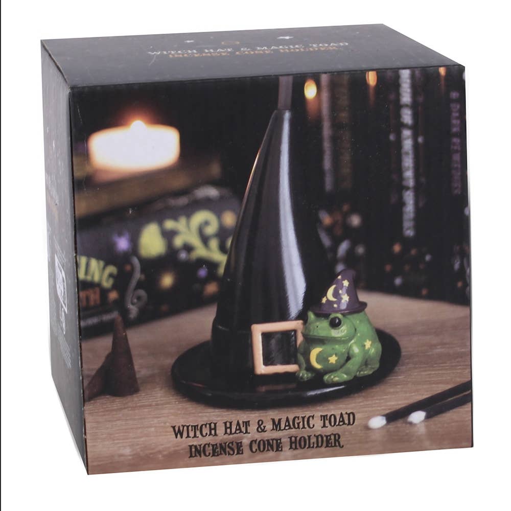 Porte-encens cône Halloween crapaud magique et chapeau de sorcière