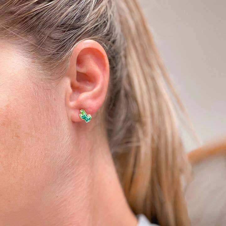 Cacti Enamel Stud Earrings