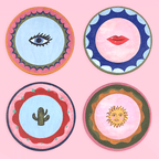 Icônes de la côte électrique Dessous de verre en liège - Ensemble de 4