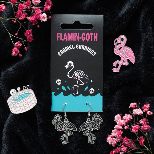 Ohrringe mit baumelndem Flamin-Goth-Anhänger