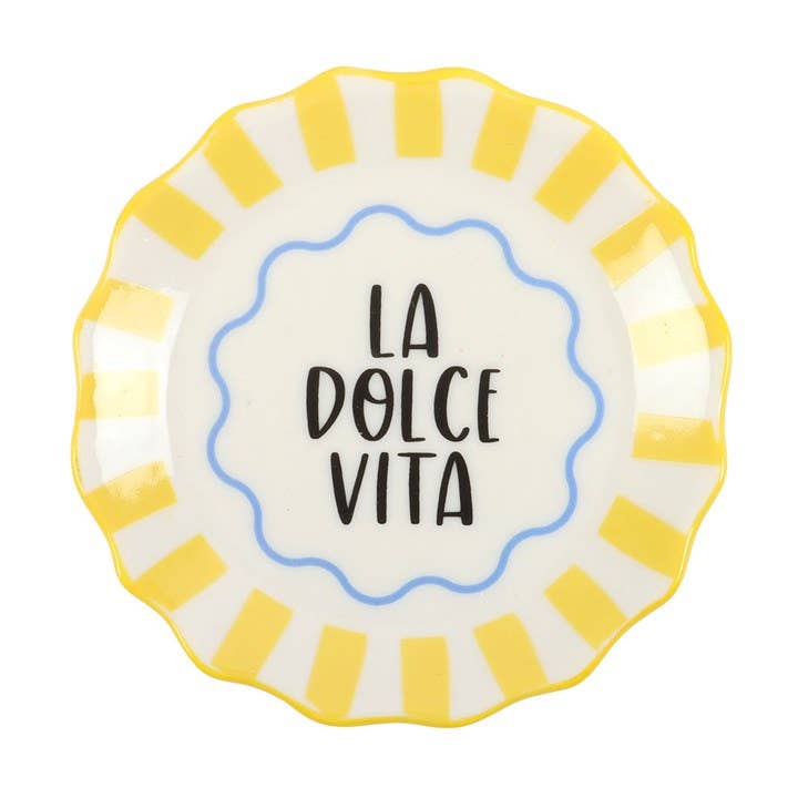 "La Dolce Vita" Striped Yellow Trinket Dish