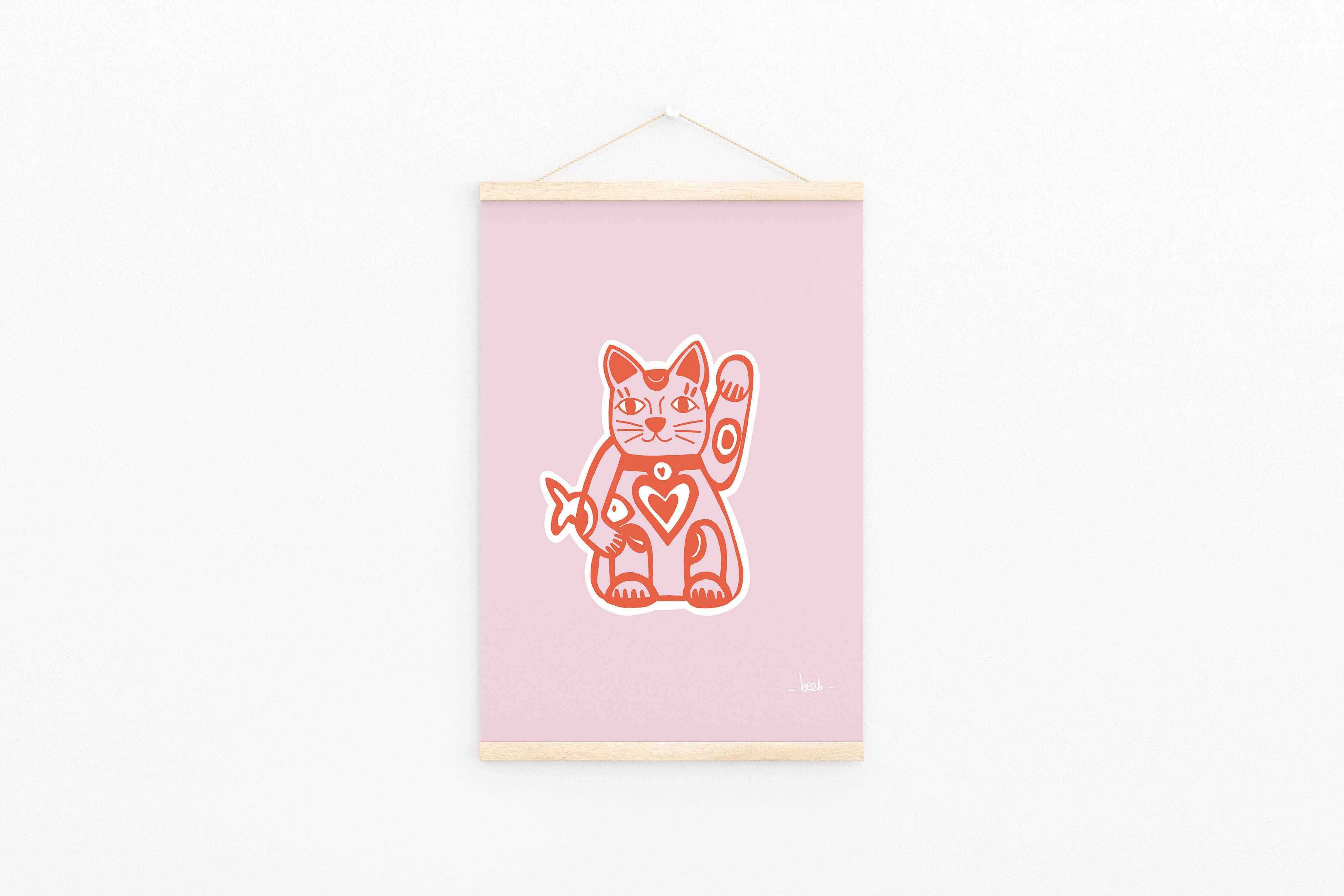 Designcadeau – affiche lucky cat a4 l21 x h29 7 cm 