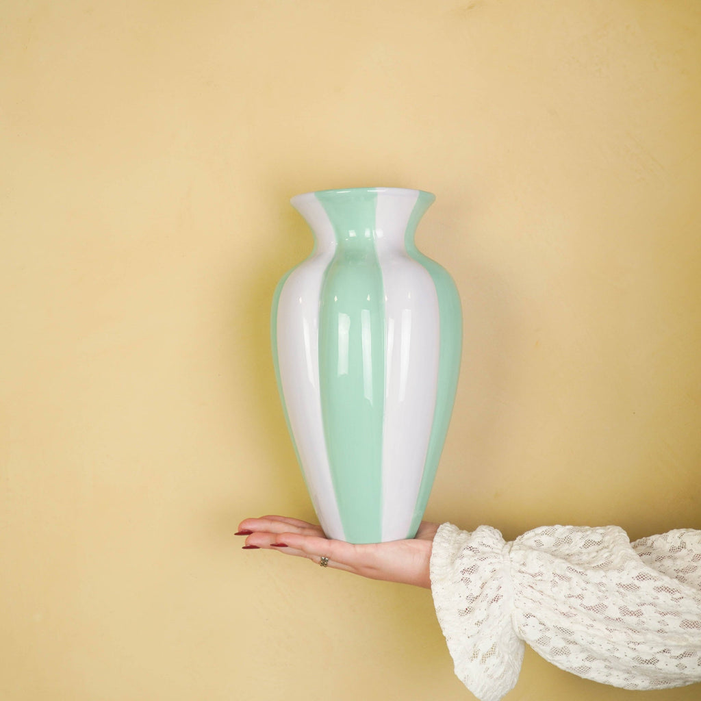 Vase à fleurs - Vase plissé - Céramique - Lilas/Vert - 16,5x16,5x29,5 cm | Objetos de diseño y regalos originales