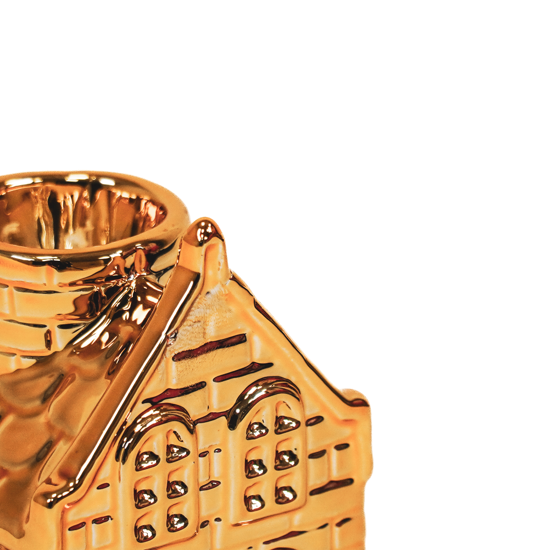 Bougeoir - Maison - Céramique - Doré - 6x5,5x11cm | Objetos de diseño y regalos originales