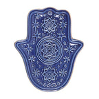 Porte-encens et vide-poche Main de Hamsa bleu foncé