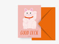 Carte de vœux - Chat Chanceux "Good Luck"