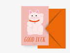 Carte de vœux - Chat Chanceux "Good Luck"