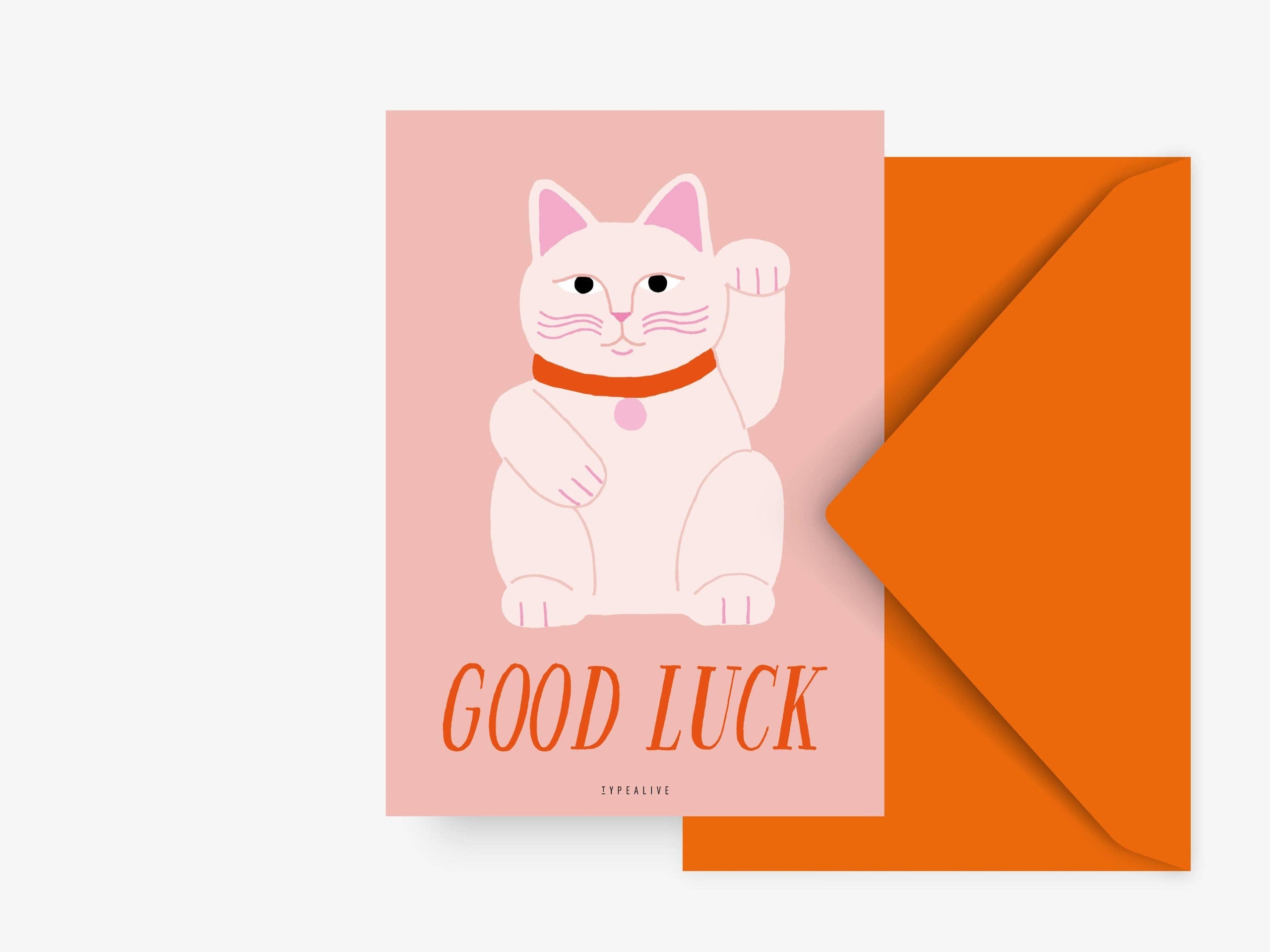 Carte de vœux - Chat Chanceux "Good Luck" | Oggetti di design e regali originali