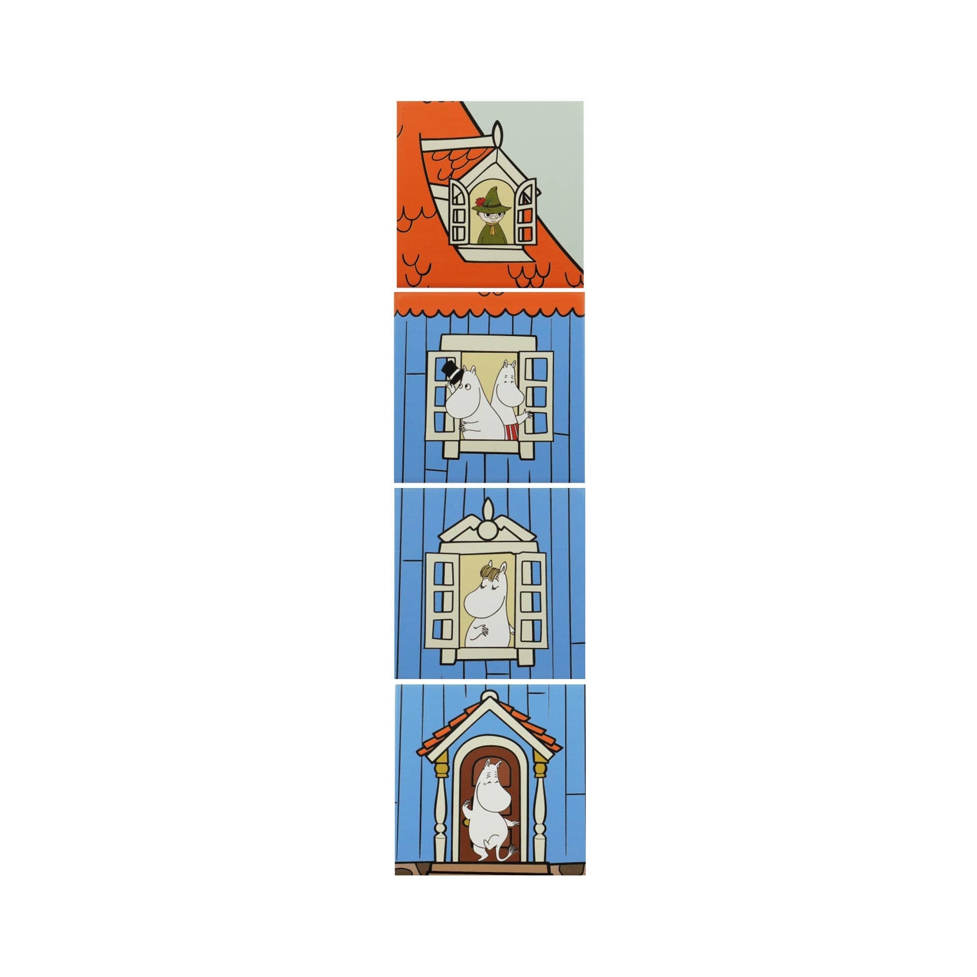 Set of 4 Moomin ceramic coasters - house