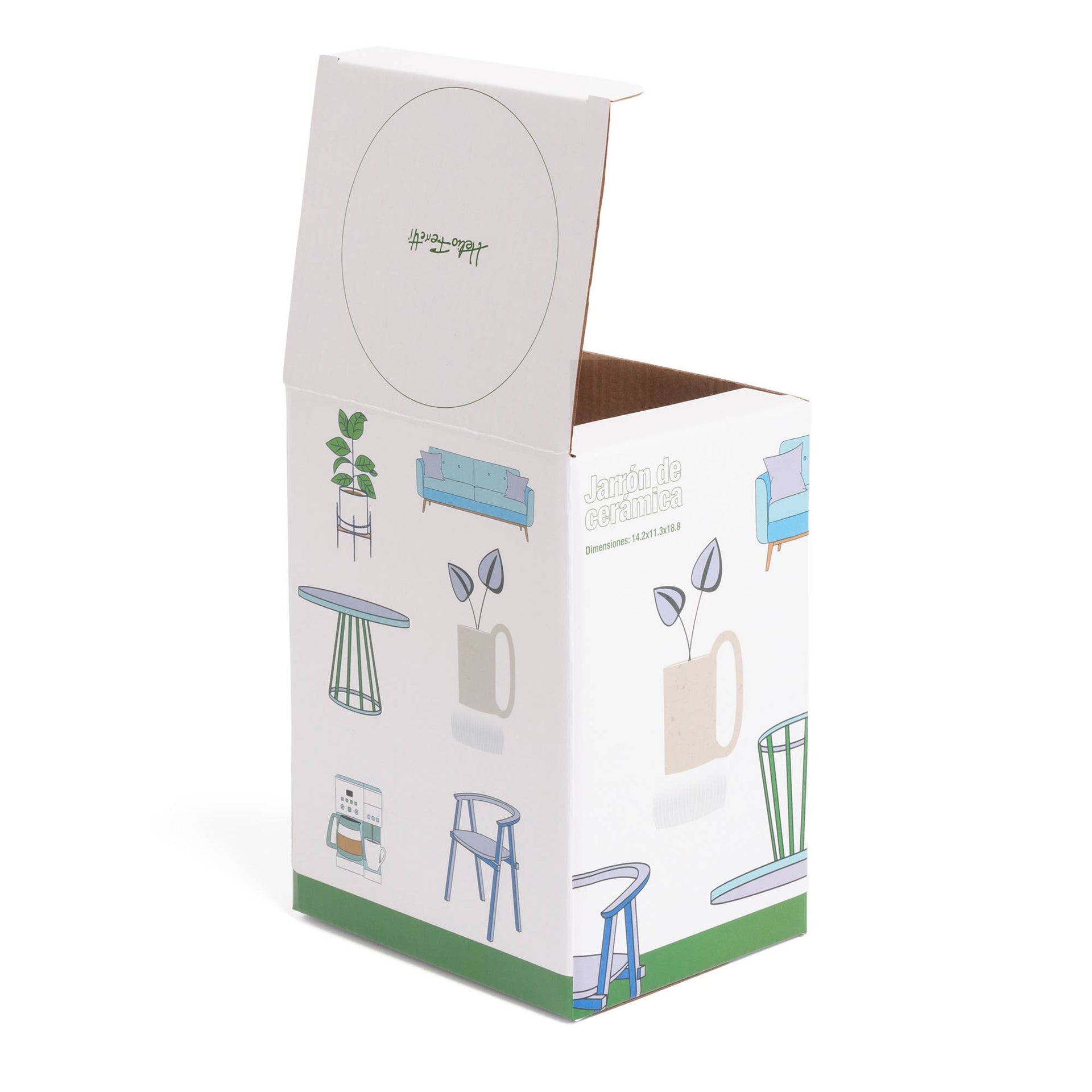 Vase en Céramique avec Base Naturelle Peint à la Main Helio Ferretti Vue 4