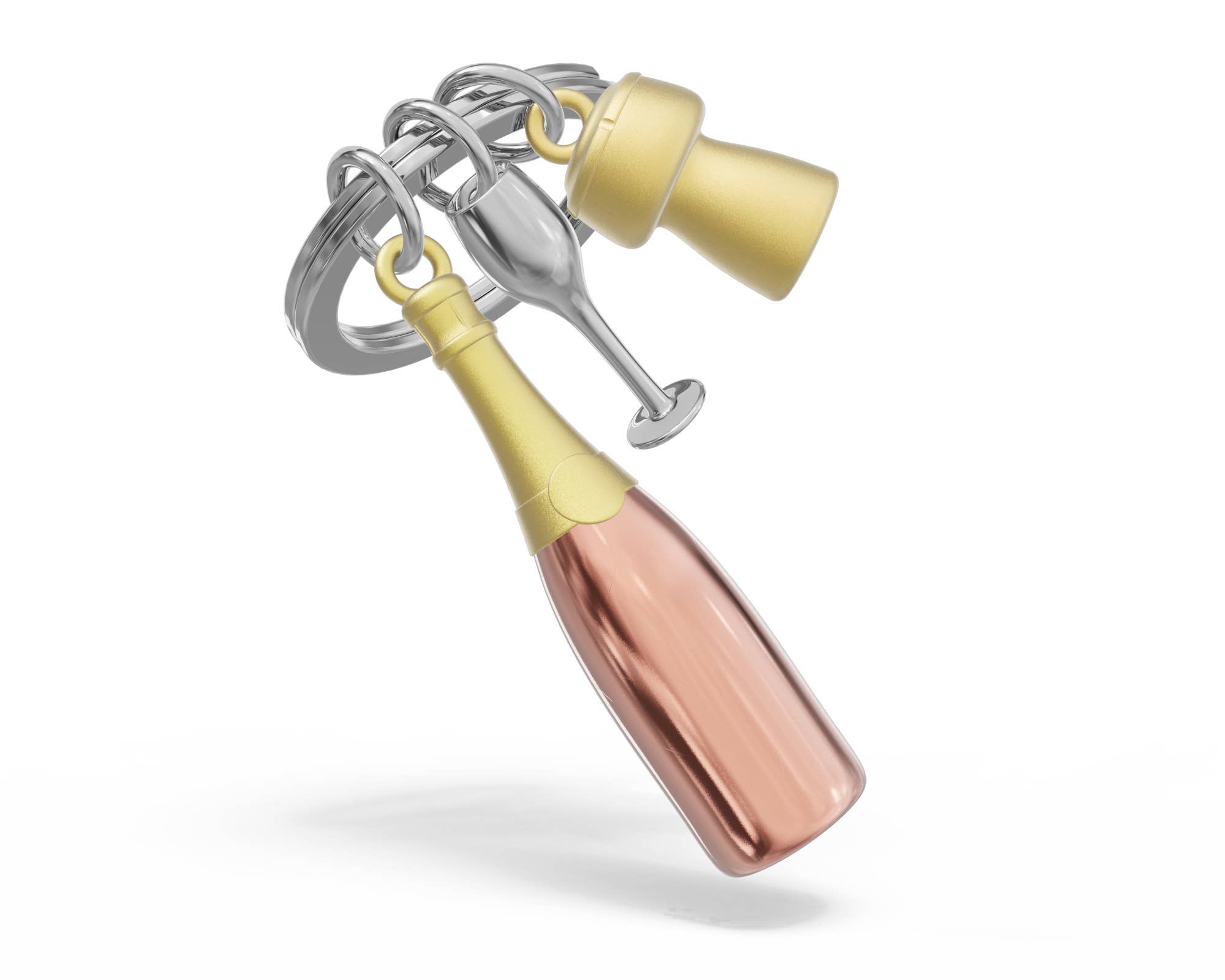 Oggetto regalo di design – porte cles champagne rose gold metalmorphose