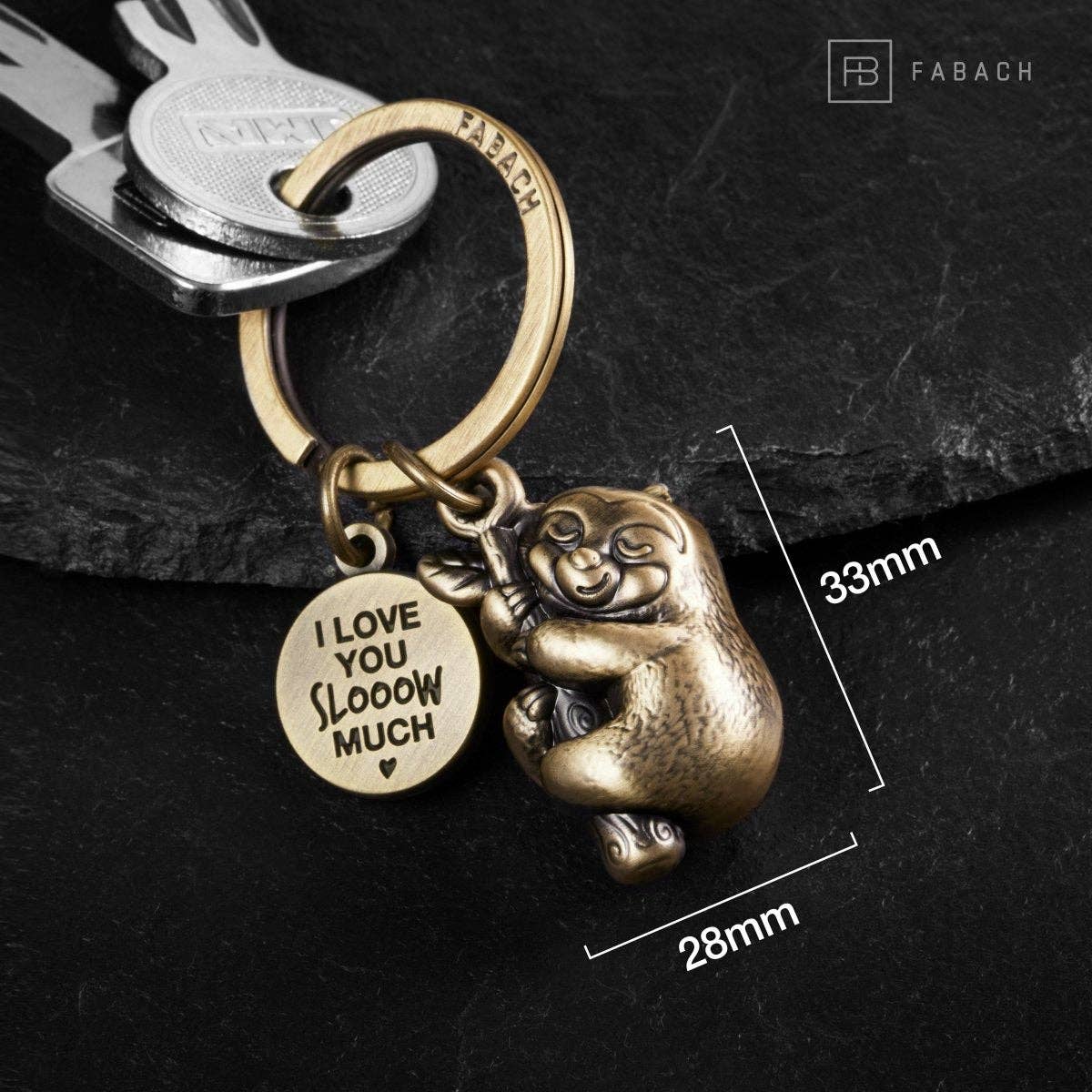 Lazy keychain "I love you slooow much" "Dreamy" with engraving - Cute lucky charm