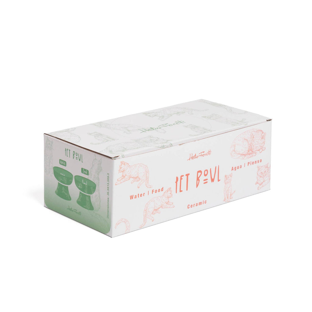 Distributeur de Nourriture pour Chat Surélevé Blanc Peint à la Main Helio Ferretti Vue 3