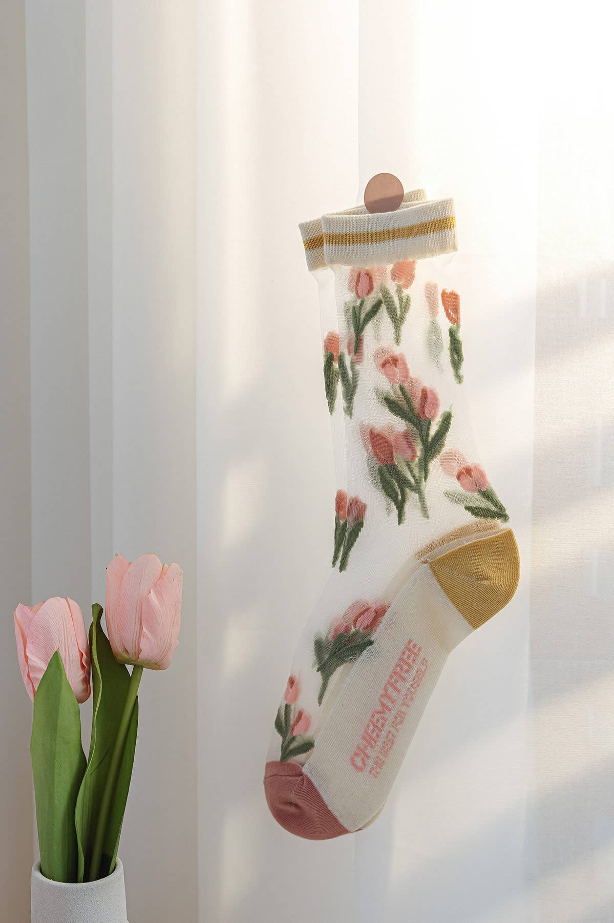 Chaussettes transparentes Tulipes