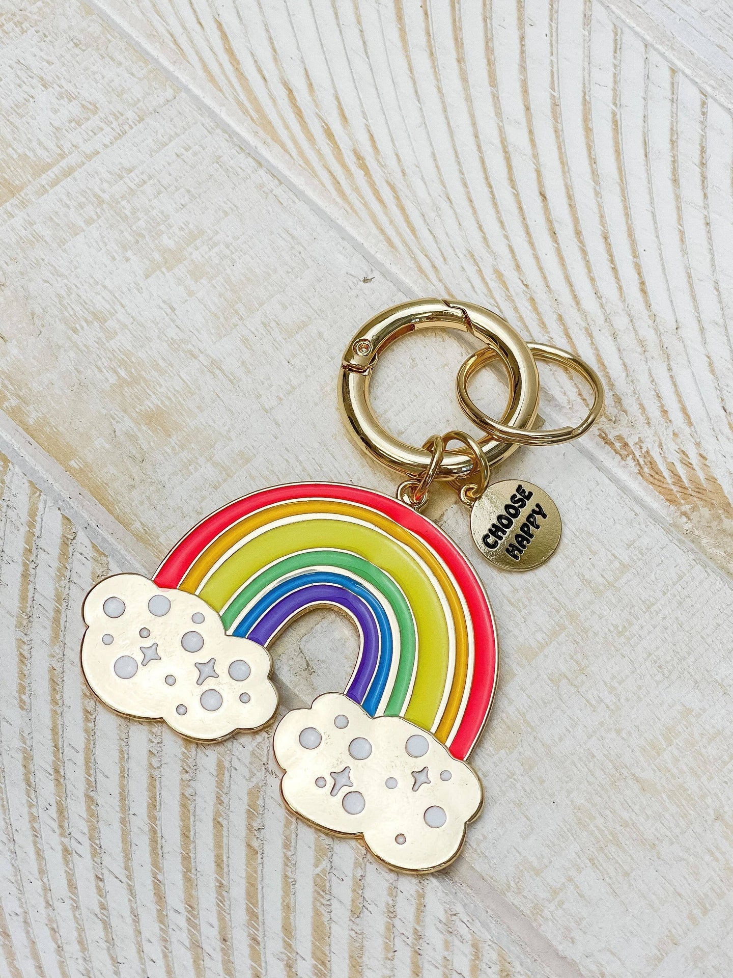 Porte-clés Arc-en-ciel "Choose Happy"