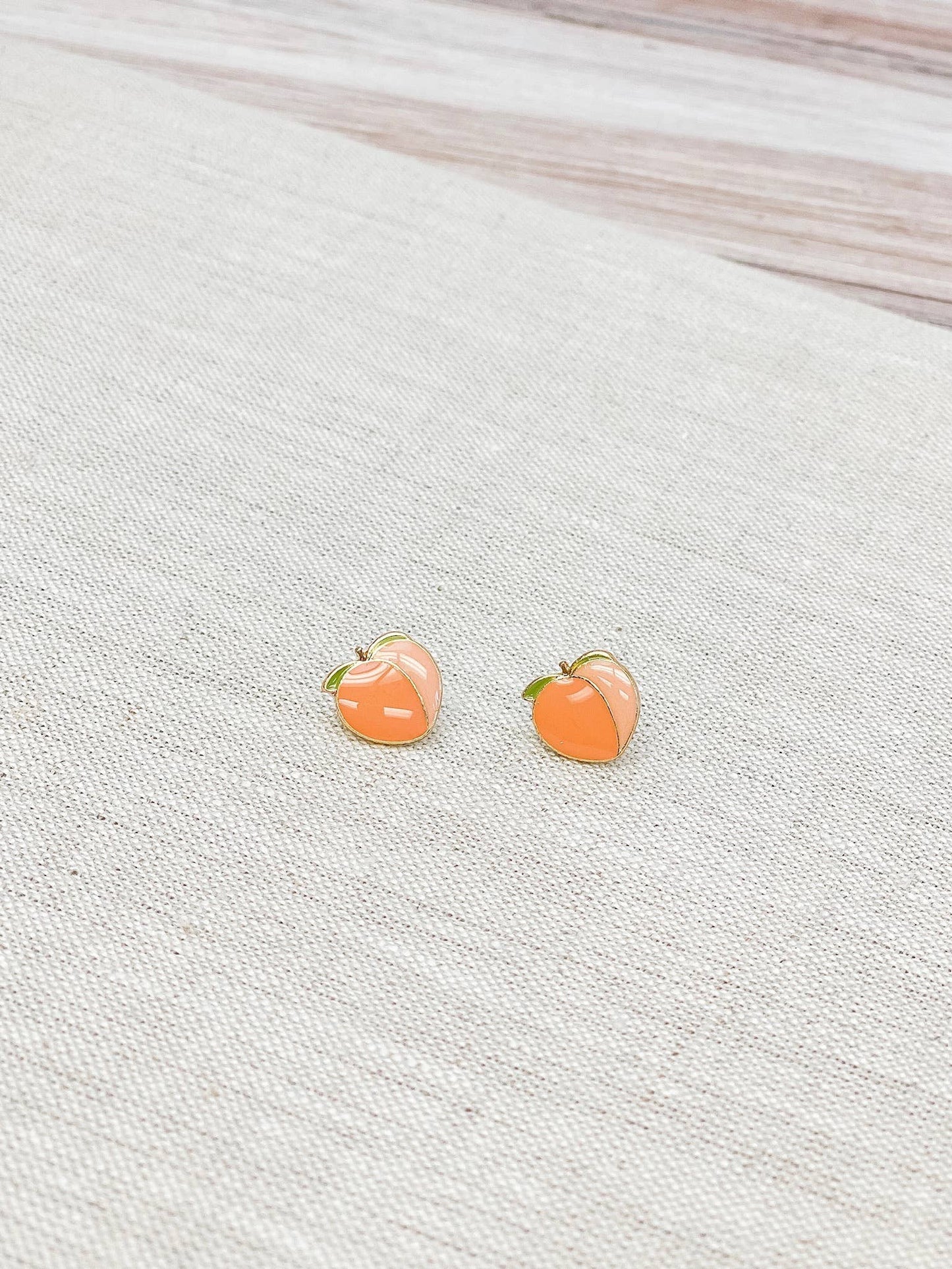 Peach enamel stud earrings