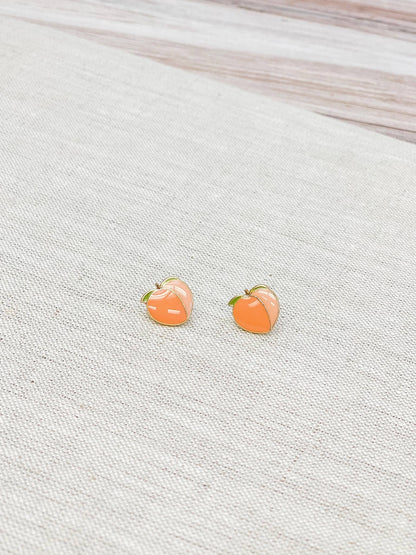 Peach enamel stud earrings