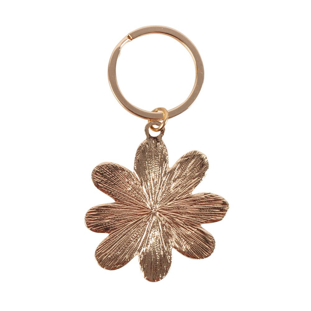 Schlüsselanhänger aus Emaille mit Gänseblümchenblume
