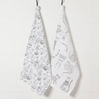 Lot de 2 torchons à vaisselle Cat Print London Gray | Design e regali originali