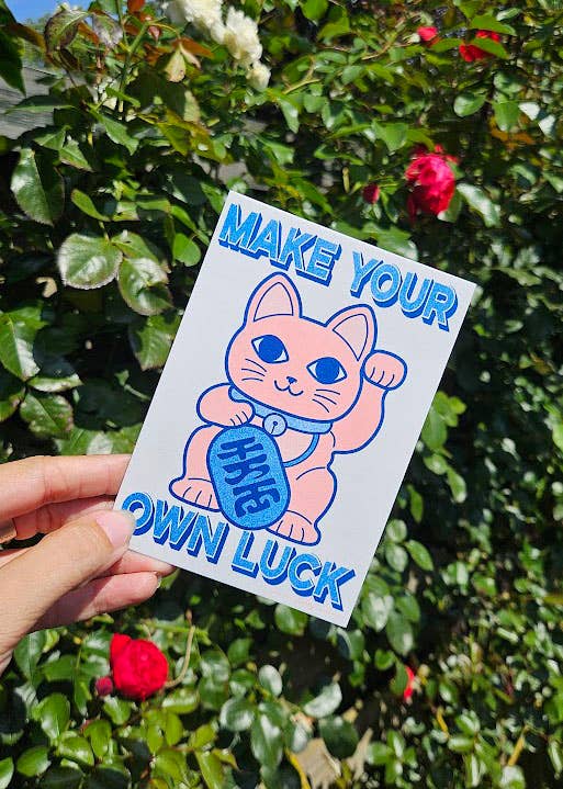 Riso print Chat Chanceux “Make your own Luck” | Design e regali originali