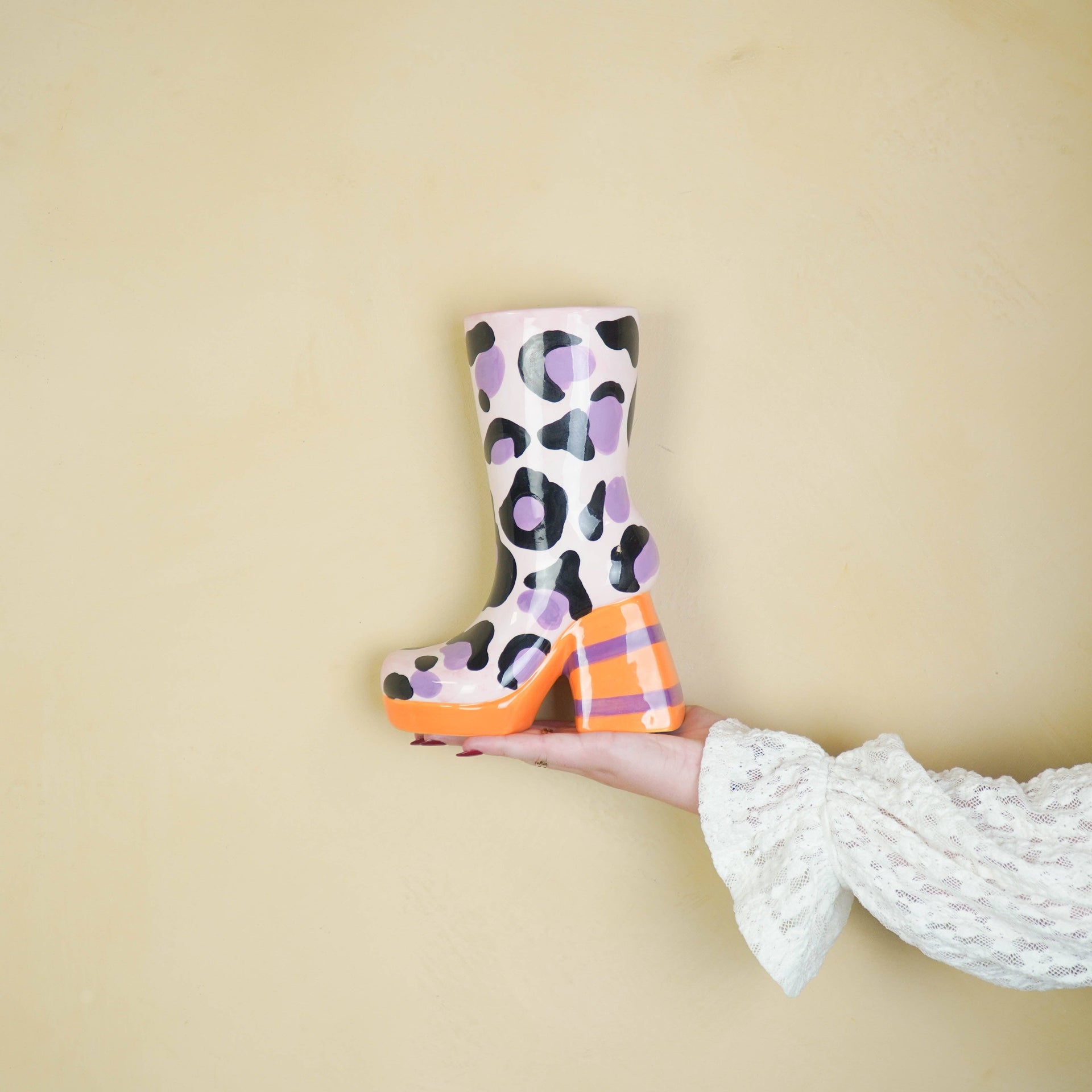 Vase Botte Imprimé léopard - Rose/Orange | Design-lahjat ja sisustustuotteet