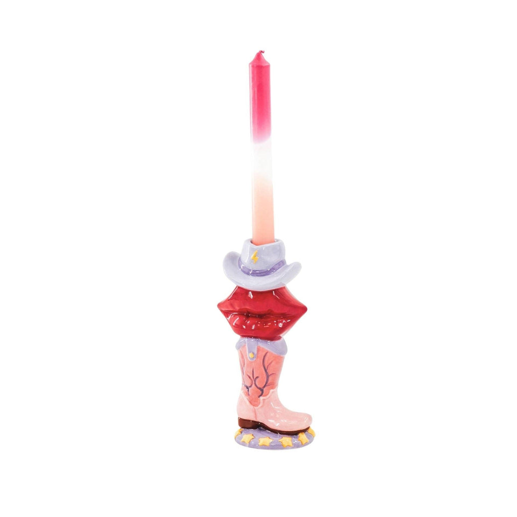 Kerzenständer – Stiefel/Lippe/Hut – Rosa/Rot/Lila – 10 x 8 x 20 cm