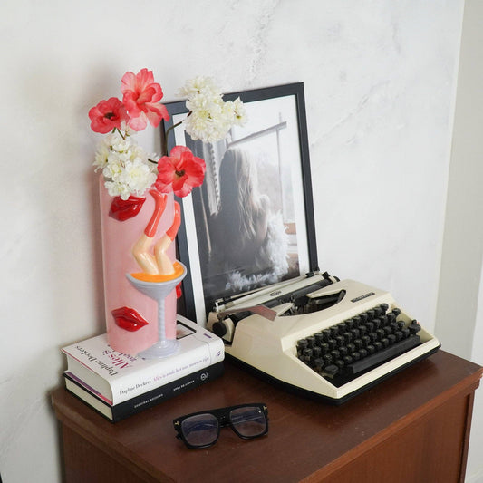 Flower Vase - Pornstar Martini Vase - Ceramic - Pink/Red - 14x12.5x28 cm