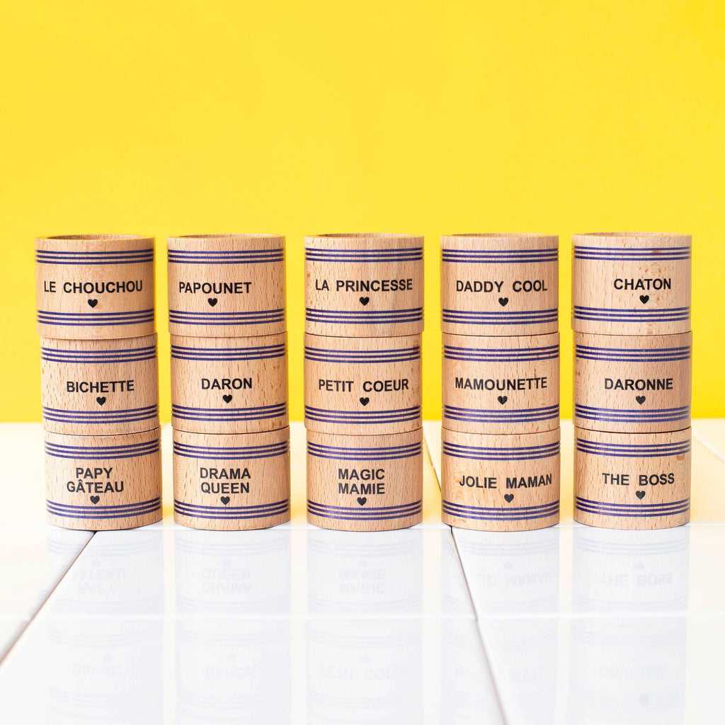 Ronds de serviette en bois – Collection Famille | Objetos de diseño y regalos originales