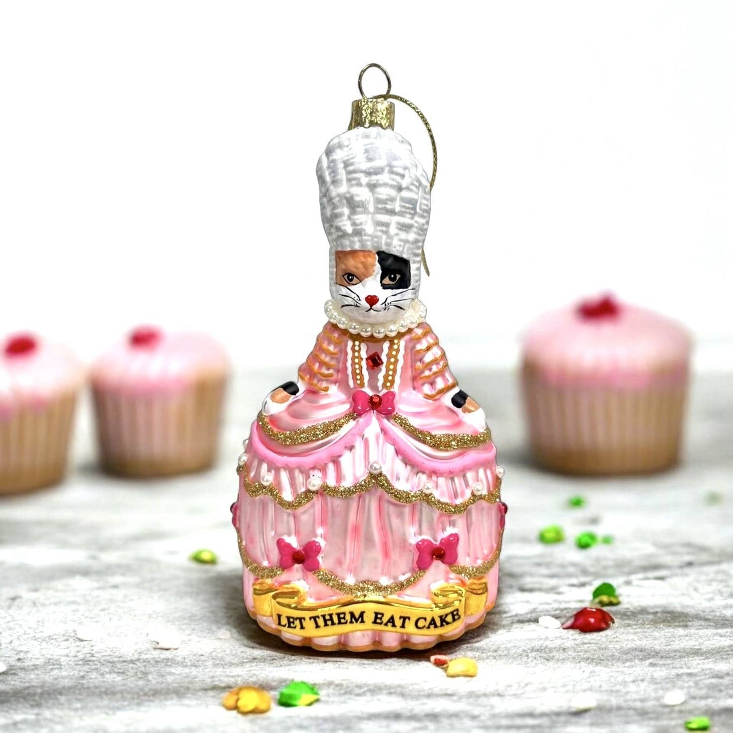 Marie Antoinette Calico Cat “Let Them Eat” Christmas Ornament