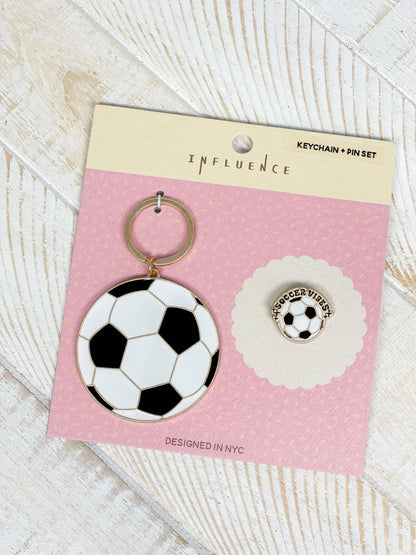 Sports Enamel Pin and Keychain Sets