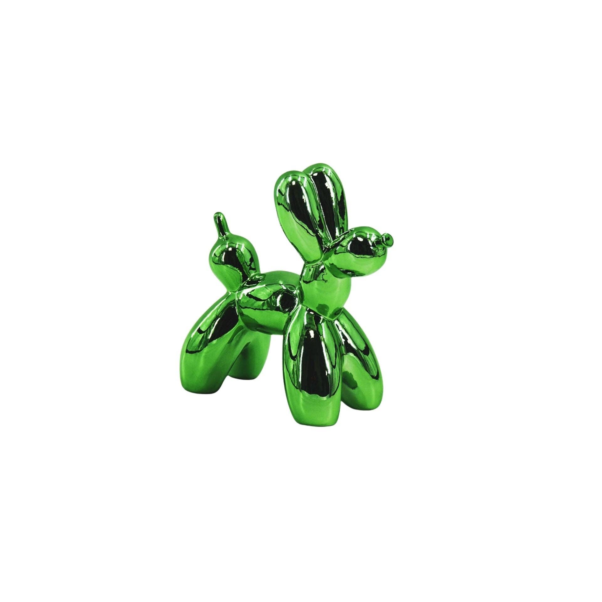 Ornement - Statue de chien ballon - Céramique - Vert métallique - 20x9x19 cm