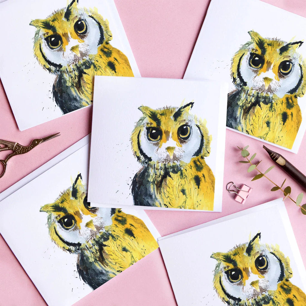 Design-lahja – carte de voeux aquarelle hibou kate moby 