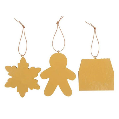 Set of 3 Christmas decorations to hang in the shape of gingerbread