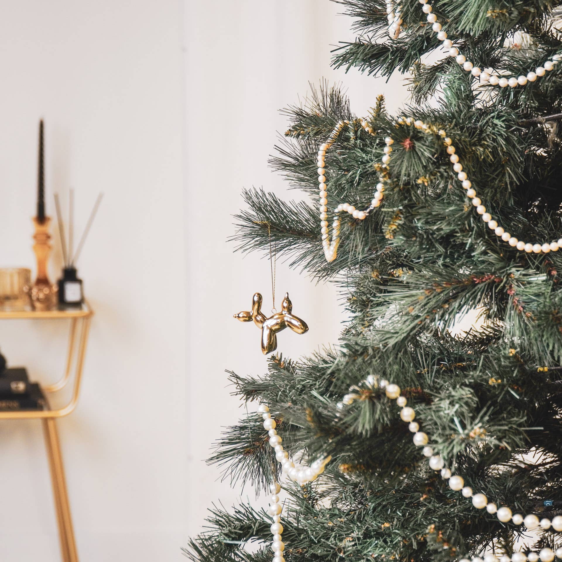 boule de noel ballon chien or 