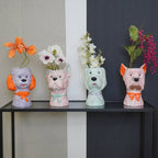 Vase - Vase à fleurs Chien - Rose/Orange - 14,5x13x23,5cm | Design e regali originali