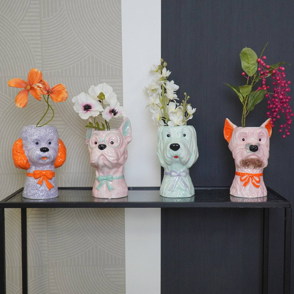 Vase - Vase à fleurs Chien - Lilas/Orange - 15,5x12,5x21cm | Design e regali originali