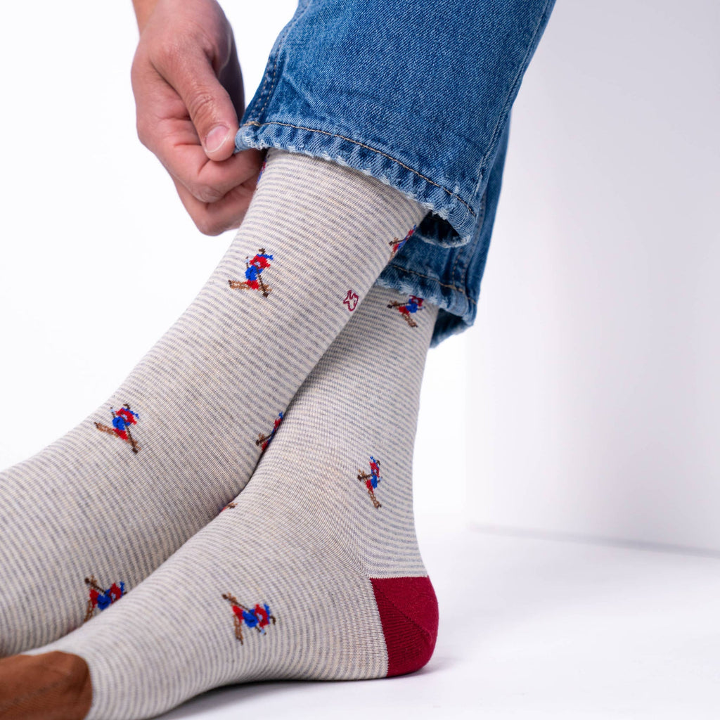 Chaussettes en Coton Peigné à Motifs Piste Rouge