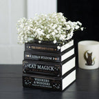 Vase en forme de pile de livres Magick avec chat noir