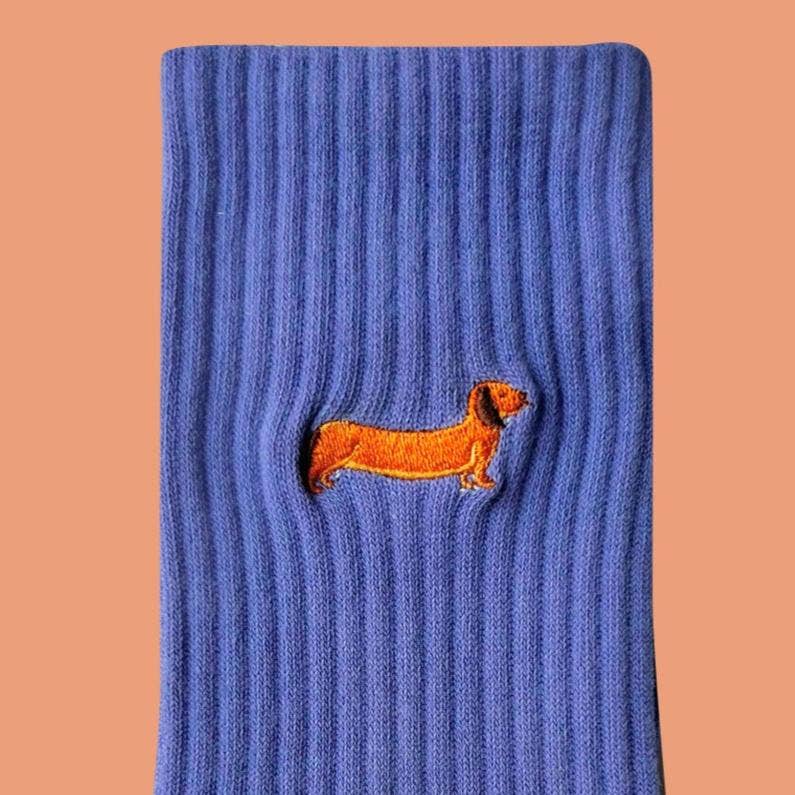 Chaussettes brodées teckel – vue 2