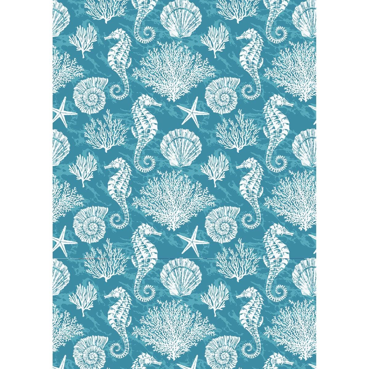 Torchon Hippocampe, Corail et Coquillage, 71x51cm
