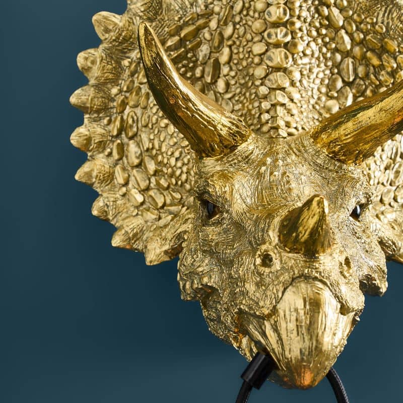 Wandleuchte Triceratops Cera Gold, Kunstharz, 31,5 x 28,5 cm