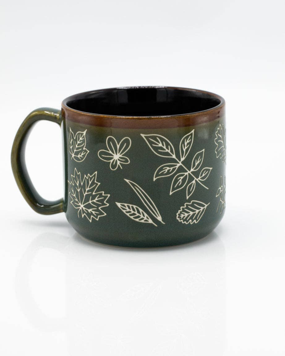 Oggetto regalo di design – Mug Sculpté à la Main avec Feuilles Pressées (430 ml) – produit scientifique Cognitive Surplus EU, vue 2