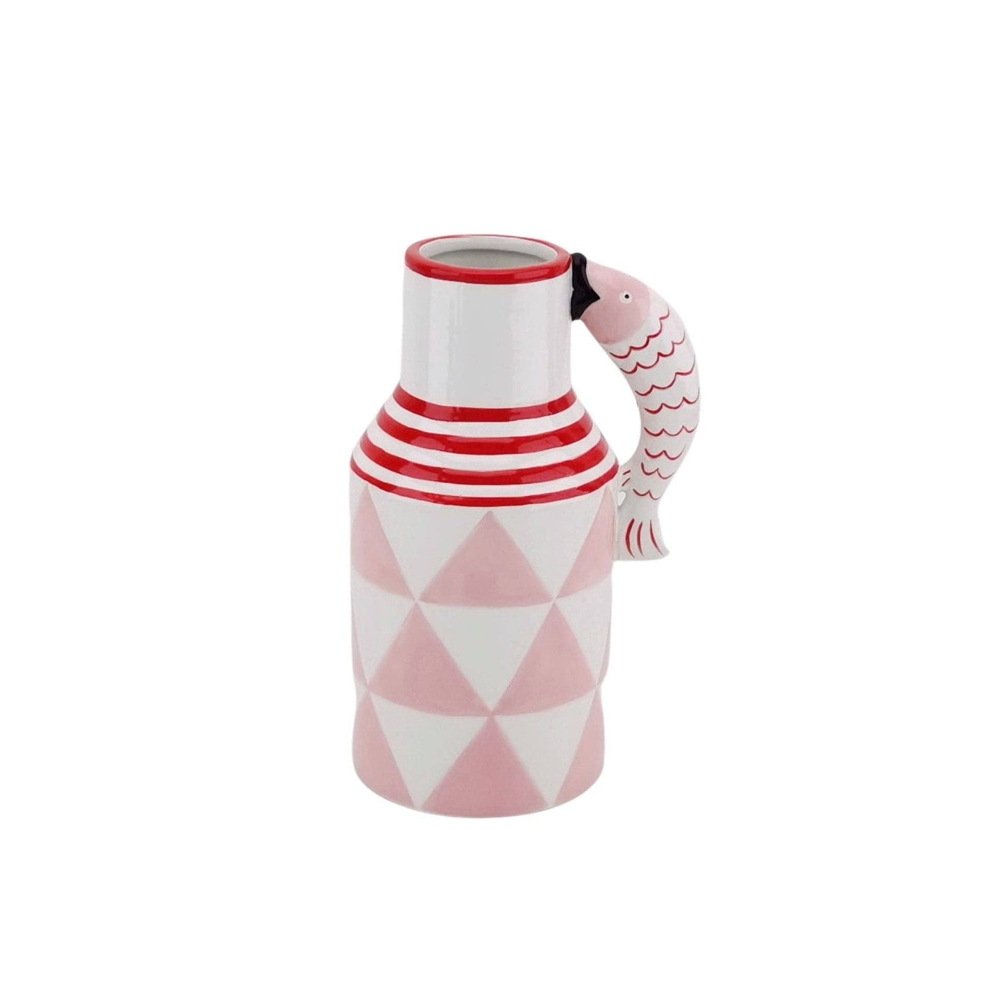 Fish Vase/Carafe - Pink/White/Red - 14x11x21.5cm