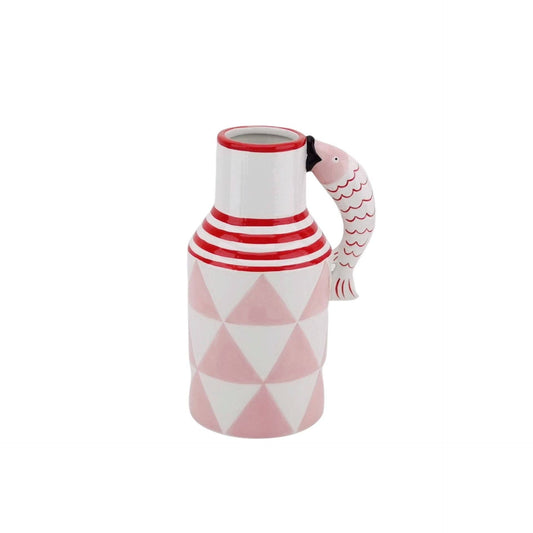 Fish Vase/Carafe - Pink/White/Red - 14x11x21.5cm